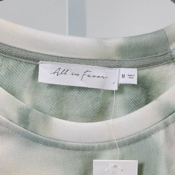 ALL IN FAVOR Tie Dye Crewneck Sweatshirt sage Sz M NEW - Picture 7 of 8